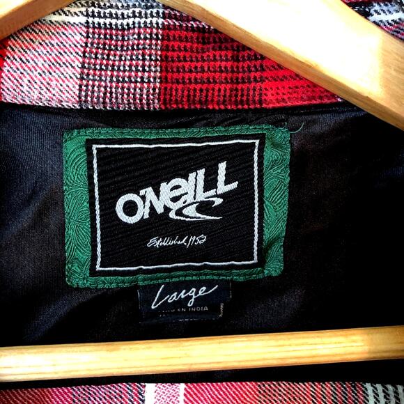 O’Neill Flannel Shirt Mens Western Cowboy Red Plaid Work Rodeo Y2K Thrashed - Picture 3 of 14